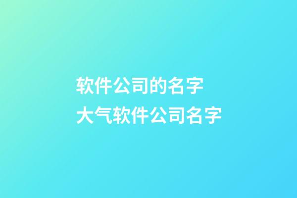 软件公司的名字 大气软件公司名字